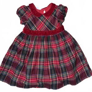 JoJo Maman Bebe red tartan christmas short sleeve dress size 18-24 Months